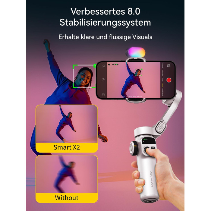 Стабілізатор для iPhone та Android від AOCHUAN: 3-осьовий гімбал з OLED-дисплеєм та подовжувачем 7,8 дюймів (Smart X2 Kit)