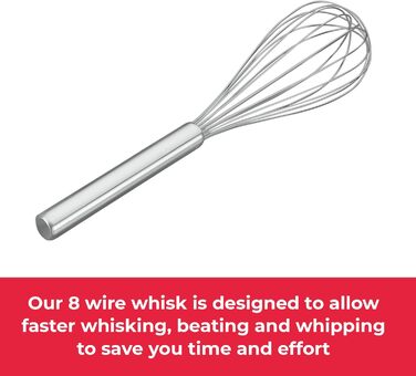 Венчик кухонний нержавіюча сталь з трубчатою ручкою, довжина 300 мм, 30 см, простий у використанні