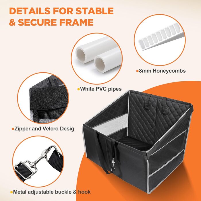 Автокрісло для собак Gimars - великі та середні породи, водонепроникне, безпечне, з ременями, сітчасті вікна