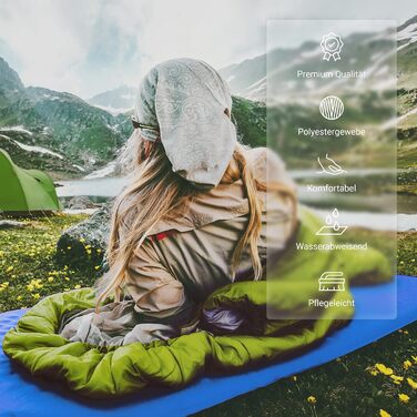 Спальний мішок MSports Premium Outdoor з ременем для перенесення - вибір на весну/літо (200 GSM) або осінь/зима (300 GSM) для кемпінгу, подорожей, фестивалів - теплий мумієподібний спальник оливкового кольору 300 GSM - для осені/зими