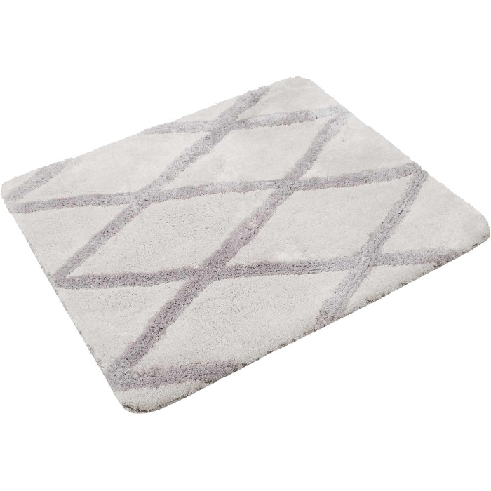 Homie Living Bath Mat, Non-Slip and Washable Fluffy Rug with Soft Pile, San Bosa (60 x 100 cm, Beige Grey) Beige Grey 60 x 100 cm