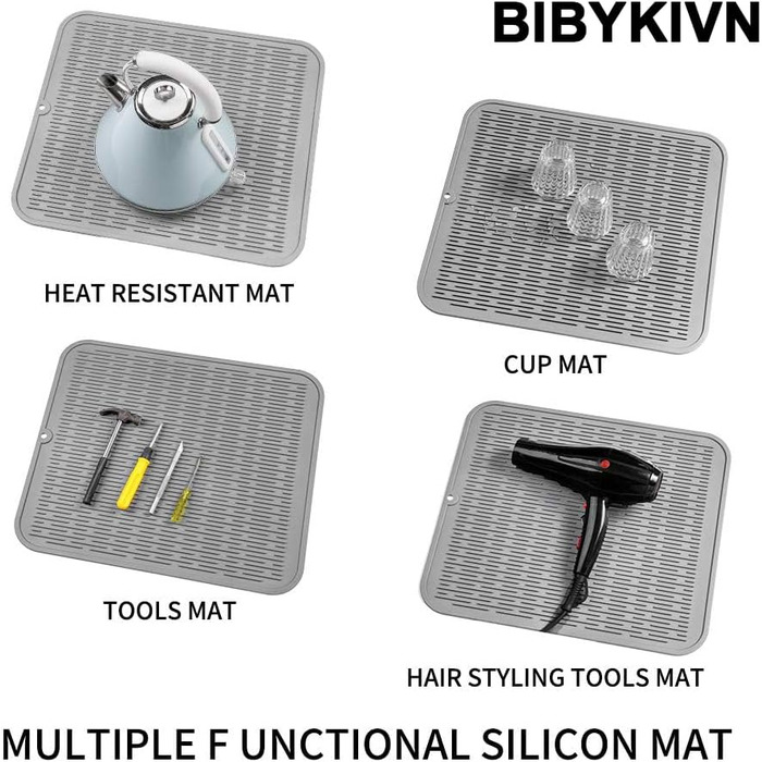 Силиконова килимок для сушіння посуду - килимок для посуду, BPA-free, стійкий до високих температур, антиковзний, сірий, 60 x 40 см