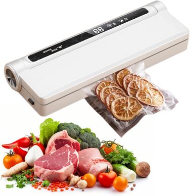 Вакуумний пакувальник з 20 пакетами, запаювач фольги, цифровий таймер, для зберігання сухих, вологих та свіжих продуктів