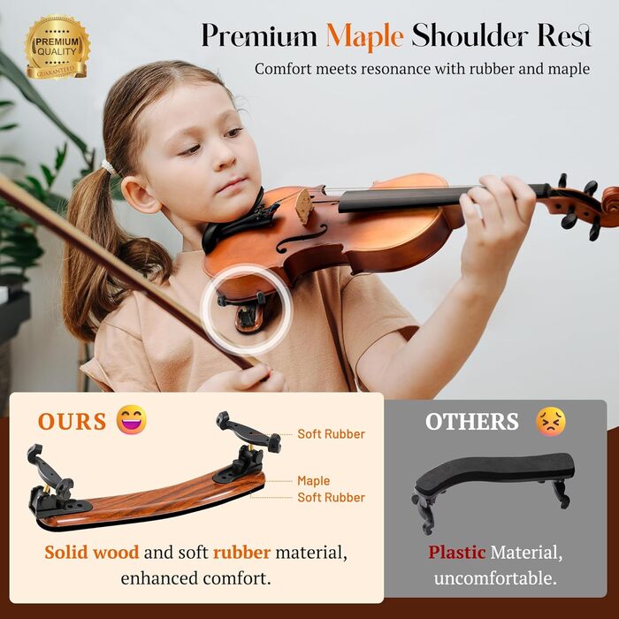 Скрипка CAHAYA з масиву дерева 4/4 матова, ручної роботи: повний набір для початківців, дорослих, учнів та дітей 12 років - скрипка з масиву дерева, футляр, підставка для плеча, тюнер, колінь