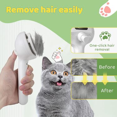 Щітка для котів та собак з парою, професійна для догляду за шерстю, біла