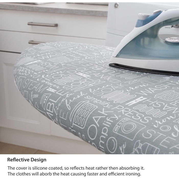 Чохол та килимок для прасувальної дошки, стрейчевий, бавовна, сірий