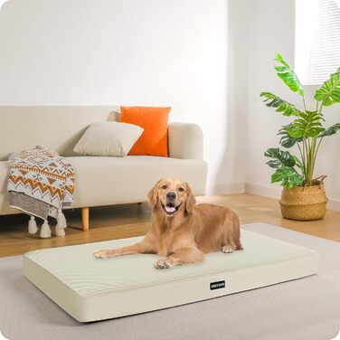 Ортопедичний лежак для собак HMTOPE, 91 см, товщина 9 см, знімний та миючий, з водонепроникним внутрішнім шаром, для середніх собак