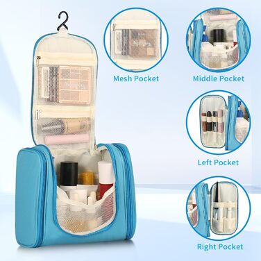 Чоловіча косметичка-органайзер для подорожей з гачком, зелена/блакитна