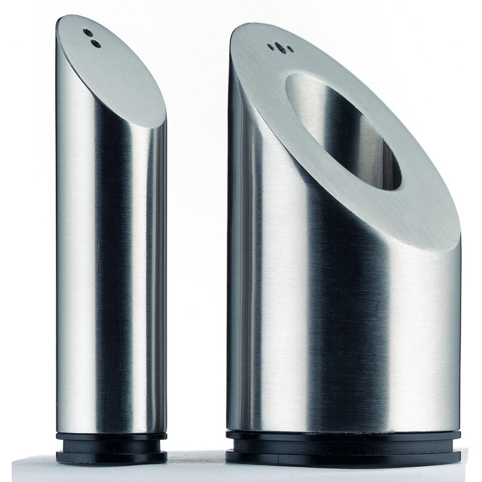 WMF Two-in-One Salt/Pepper Shaker Set, 2-piece, Salt Shaker, Pepper Shaker, Cromargan Stainless Steel, Brushed, Dishwasher Safe & Bel Gusto Salt and Pepper Shaker Set, 2-piece
