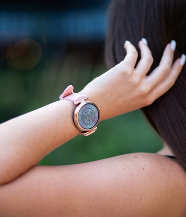 Смарт-годинник Emavo для жінок, AMOLED-дисплей, золотий колір (5 ремінців у комплекті)