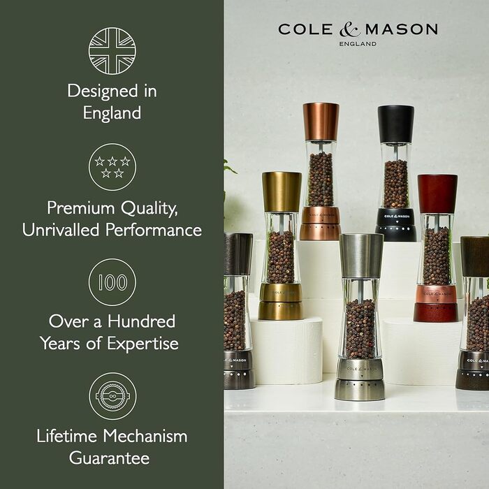 Набір солонки та перцюнки Cole & Mason Derwent Precision+, керамічний механізм, чорний