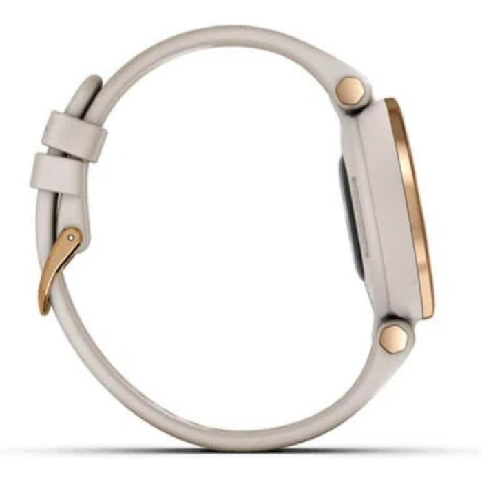 Розумний годинник Garmin Lily™ з сенсорним екраном та унікальним об'єктивом, світло-золотистий з білим шкіряним ремінцем