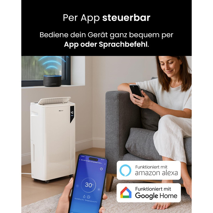 Електричний осушувач повітря ProBreeze 12L - для дому, 20 м², з таймером та датчиком вологості