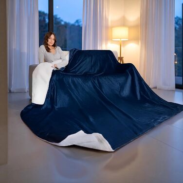 Електрична ковдра Kingsize König EU, Sherpa фліс, 230x265 см, 9 режимів нагріву, таймер 12 годин, тепла подарунок