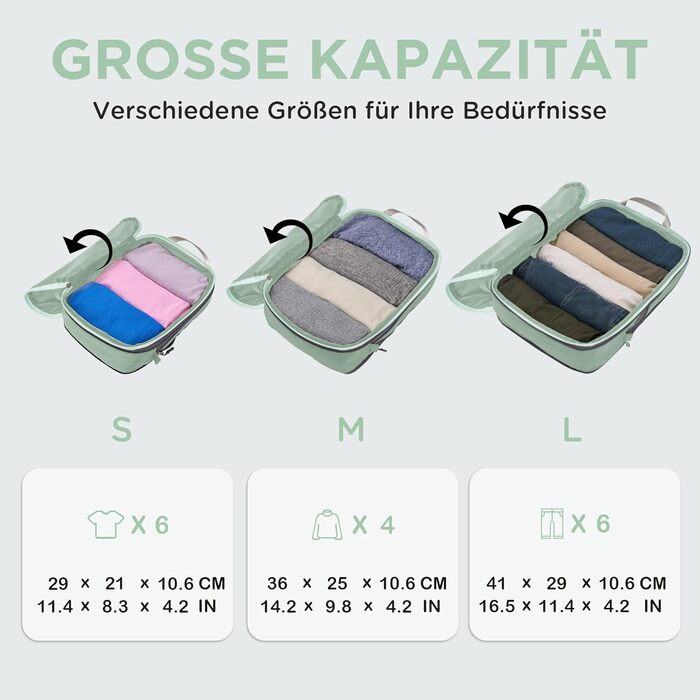 Органайзер для валізи Cipway Kompression Set (8 шт.) - набір кубиків для пакування, салатовий