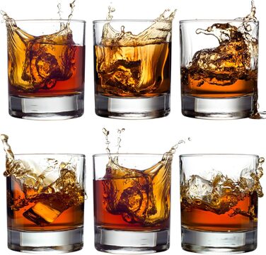 Склянки CRYSTALIA Premium Whiskey, набір 6 шт, 305 мл, без свинцю. Склянки для віскі, коктейлів, бурбону, скотчу, коньяку, ірландського віскі. Набір склянок для бару.