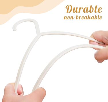 60 шт. вішалки для дитячого одягу ilauke з антиковзаючою поверхнею, безпечні для дітей, з пластику (28,5 см, бежеві). Підходять для T-shirt, светрів, ідеальні для дитячих шаф та дитячих товарів.