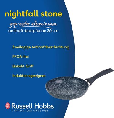 Сковорода Russell Hobbs Nightfall Stone 20 см з антипригарним покриттям, індукційна, з бакелітовою ручкою | Антипригарна, для омлетів