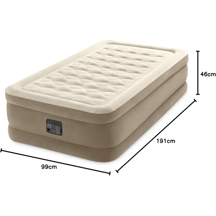 Надувний матрац Intex Ultra Plush Bed Queen, 230V, бежевий, 203 x 152 x 46 см
