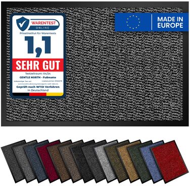 Килимок для дому та вулиці 60x90 см сірий/чорний - антиковзаюча, миюча, вологостійка, для входу та коридору