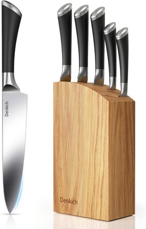 Набір кухонних ножів Messerblock Set, 7 предметів: професійний набір ножів з бруском, німецькі леза з високоякісної нержавіючої сталі, ергономічні ручки, для дому