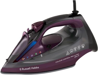 Russell Hobbs Steam Iron, Ceramic Non-Stick Sole, 195g Steam Shot, 50g Variable Steam, 380ml Water Tank, Self-Cleaning, Anti-Scale & Anti-Drip Function, Indicator Light, 2800W, 27281-56