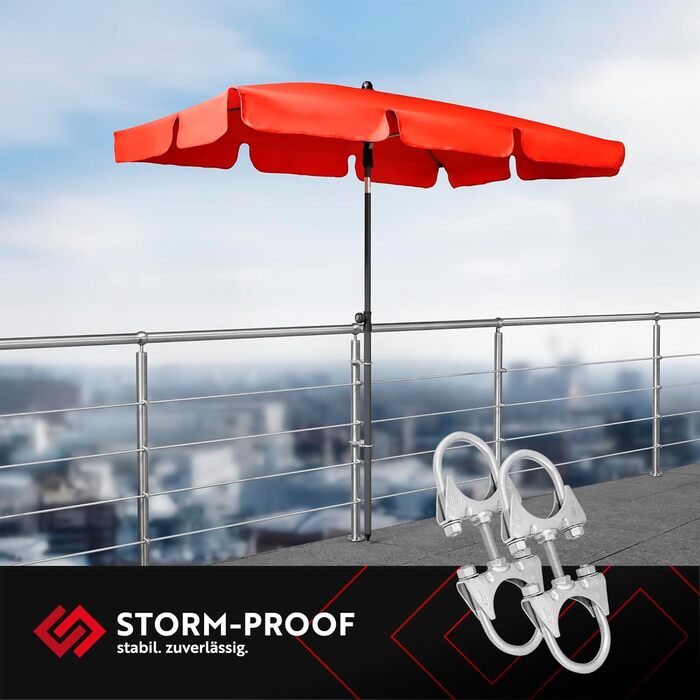 Комплект металевих тримачів для парасолі на балкон STORM-PROOF Hally, 2 шт., для круглих поручнів