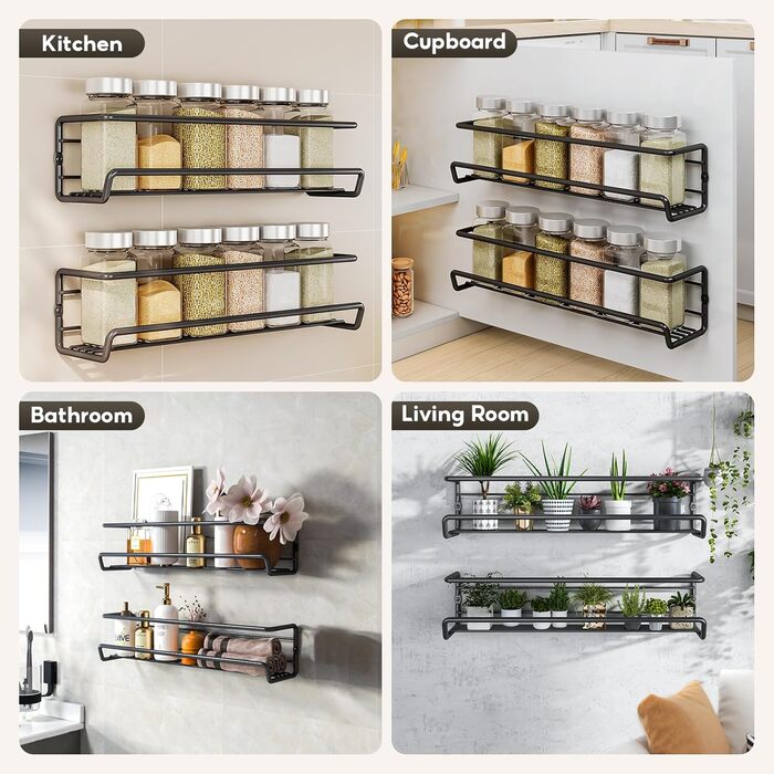 Спецівник для спецій з 24 скляних баночок та етикетками, без свердління, підвісний, для стін та шаф, органайзер для спецій, набір 4 шт. (24 баночки з нержавіючою сталлю)