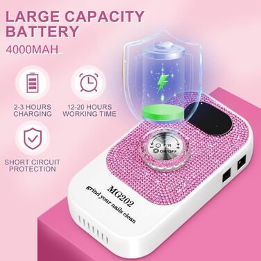 Електричний апарат для манікюру та педикюру Nagelfräser 12в1 з алмазним набором для гелю та акрилу, 40000 об/хв, білий