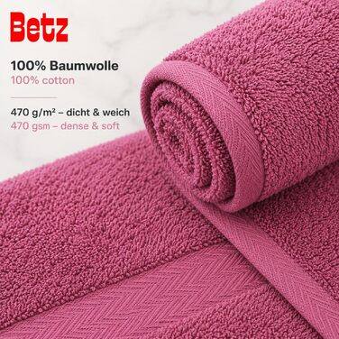 Набір рушників Betz Premium 6 предметів, 100% бавовна, колір Ягіда (4 рушники 50x100 см, 2 банні рушники 70x140 см) для ванної та гостей