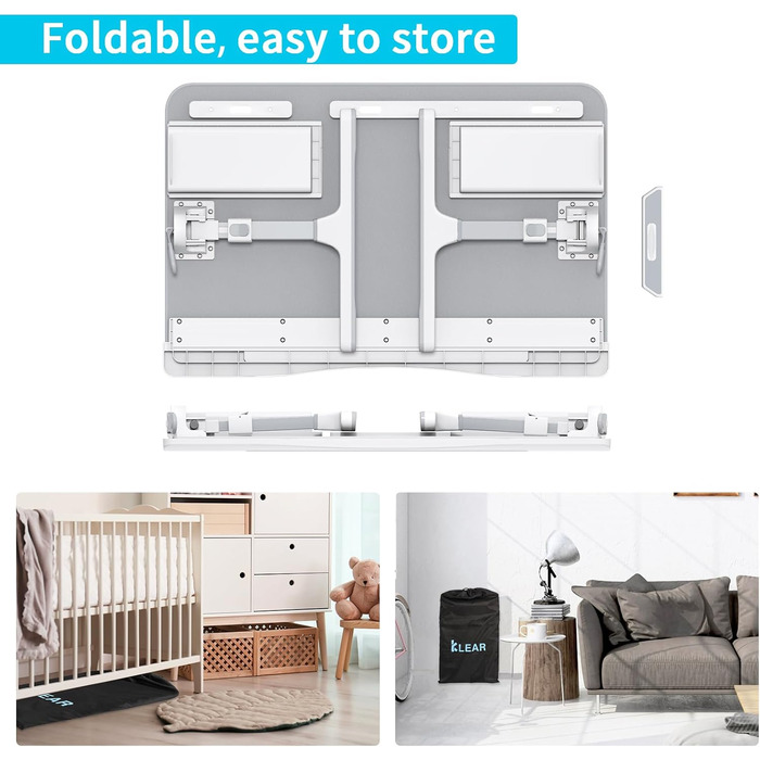 Столик для ноутбука KLEAR на ліжко, регульований, складний, XL, сірий (з сумкою 23.6'x15.7')