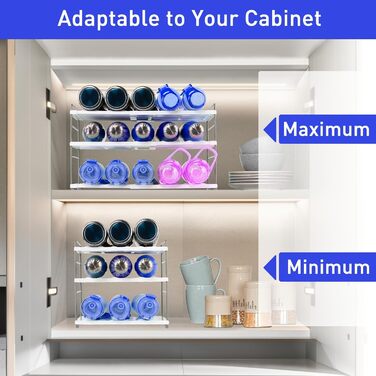 Bottle Rack Refrigerator Organizer, Expandable Bottle Holder Refrigerator Wine Rack Stackable, Adjustable Cabinet Organizer Kitchen, Bottle Organizer for Kitchen Countertop (blue)