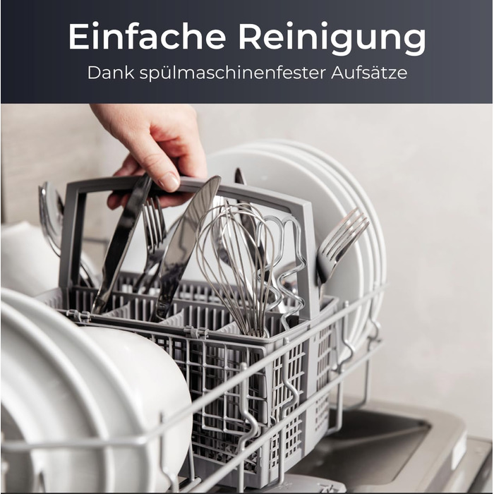 KLAMER Ручний міксер, 600 Вт, 5 швидкостей з турборежимом, з набором насадок (міксер, вінчик, гак)
