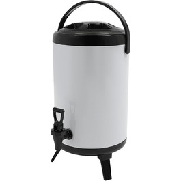 Stainless Steel Drink Dispenser, 10L Beverage Container with Spout, Cold and Hot Drink Dispenser for Parties and Camping (White)