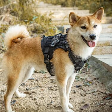 Тактичне обіднє оснащення для собак OneTigris Fire Watcher 2.0 з надійною металевою пряжкою, ручкою та MOLLE-системою, чорне