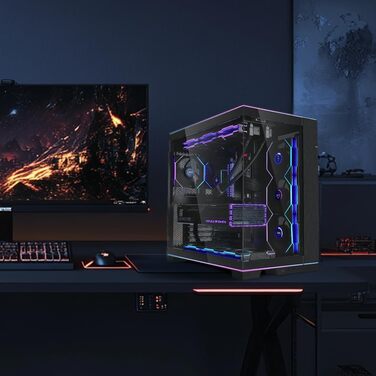 Корпус ПК Lian Li O11D EVO RGB чорний: сталь, алюміній, загартоване скло, підтримка GPU 455 мм, радіатори 420 мм, RGB-підсвітка
