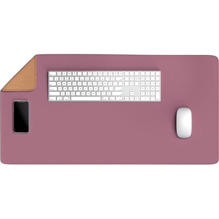 CSL Килимок для миші XXL на стіл з екошкіри та корка 800x400 мм - Чорний (C: Рожевий) - Для офісу та дому