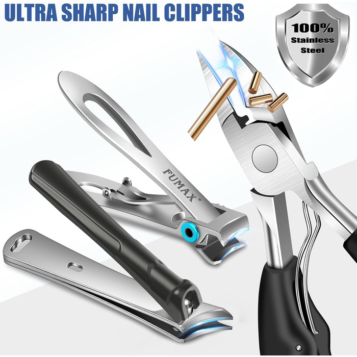 Ножиці для обрізання нігтів на ногах для літніх людей та чоловіків з широким отвором, довга ручка, гострі леза. Набір для педикюру