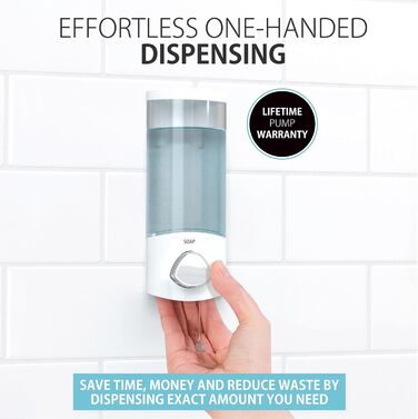 Дозатор для мила, гелю для душу та шампуню Better Living, хром, ABS-пластик, білий, однокамерний