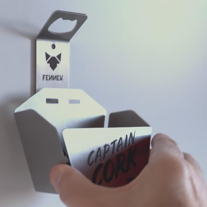 FENNEK Captain Cork | Bottle Opener with Basket | perfect for every outdoor kitchen, bar, workshop, and party cellar | made of stainless steel | Made in Germany