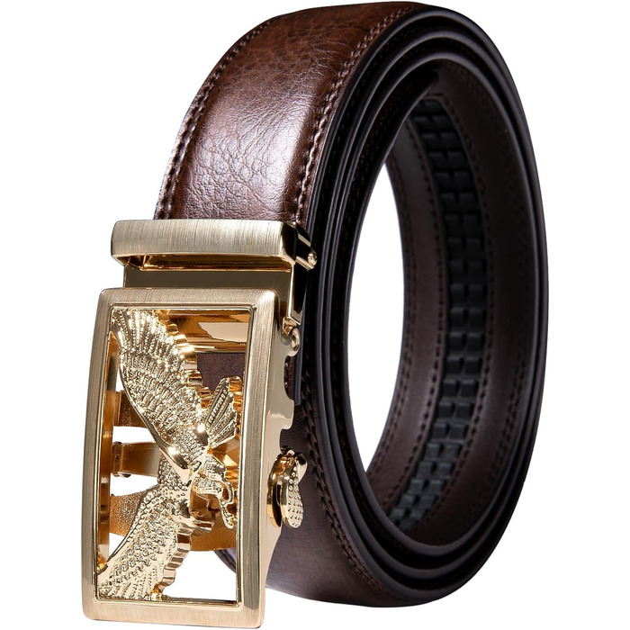 Чоловічий шкіряний ремінь Barry Wang чорного кольору з автоматичною пряжкою (3 варіанти), регульований бізнес-пояс, довжина 130 см, у подарунковій коробці