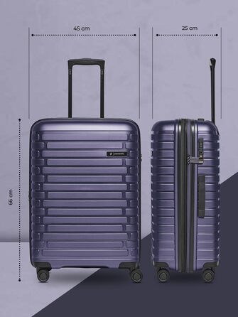 Чохол-валіза на колесах середнього розміру 66 см, розширюється до 75 літрів | З міцного поліпропілену, 4 колеса, TSA-замок | Колекція 04 (фіолетовий металік)