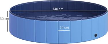PawHut Dog Bathtub Dog Pool Bathtub Swimming Pool Water Pool for Dogs 120 x 30 cm (Light Blue + Dark Blue, 140 x H30 cm)