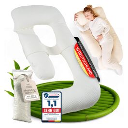 Подушка для вагітних та годування XL, Memory Foam, бавовняний чохол, бежева