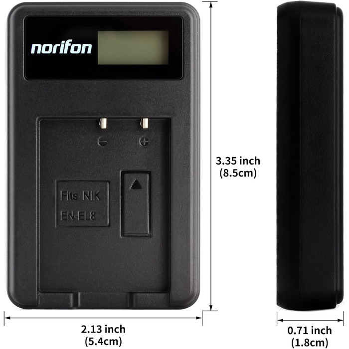 Зарядний пристрій USB EN-EL8 для камер Nikon Coolpix S52c, P1, P2, S1, S2, S3, S5, S50, S50c, S51, S51c, S52, S6, S7, S7c, S8, S9 (з LCD дисплеєм)