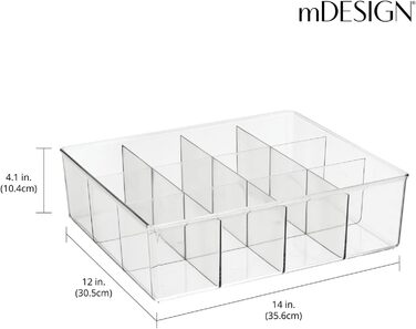 mDesign 2-piece storage box set with 12 compartments – practical closet box for the bedroom – ideal organizer for clothing and accessories made of BPA-free plastic – transparent