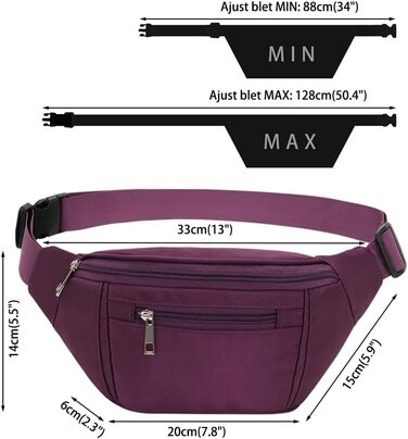 Чоловіча/жіноча поясна сумка на пояс, водонепроникна, для спорту, подорожей, фітнесу, велосипеда, кемпінгу, лілу