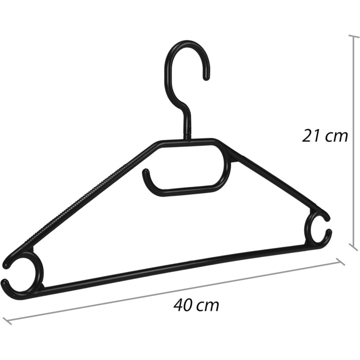 Hausfelder 30 Clothes Hangers, Ironing Set, Black Plastic Hangers, Swivel Hook, 30 Pieces
