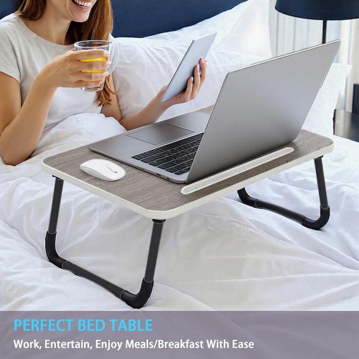 Столик для ноутбука на ліжко - Laptoptisch 48 x 30 см, сірий. Підходить для їжі, читання, роботи та відпочинку в ліжку, на дивані або в офісі.