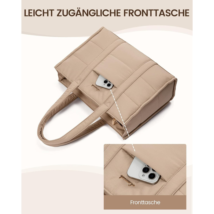 Сумка для ноутбука LOVEVOOK 15.6 дюймів, велика містка сумка-шоппер для роботи, навчання та подорожей, жіноча, хакі